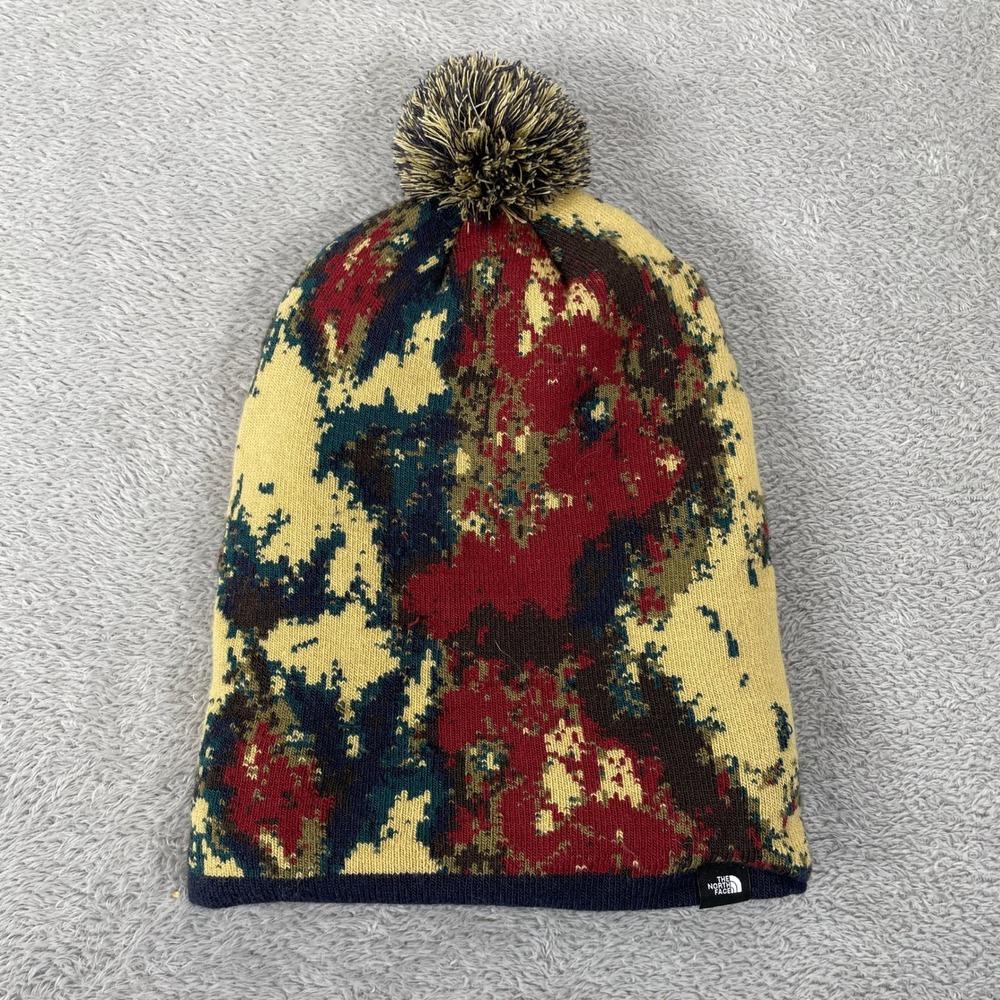 The North Face Beanie Unisex One Size Multi Color Abstract Knit Pom‎ Pom Hat